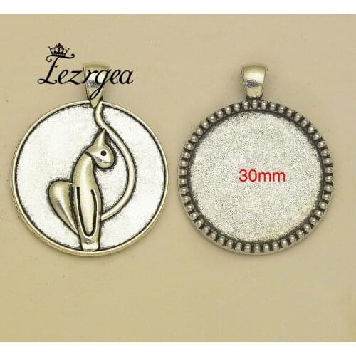 10pcs/lot--30mm Inner Size Antique Bronze/Silver plated Bird Style Cabochon Base Setting, Jewelry accessories (AE30-98547)