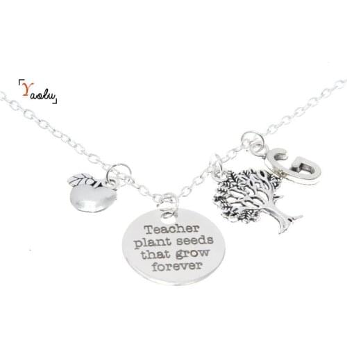 12piece/lot Teacher Necklace Teacher plant seeds that grow forever necklace Teacher Gifts Thank You Teacher Appreciation Gift