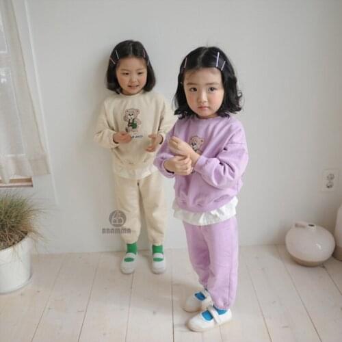 Girls Suits Sweatshirts +Pants 2Pcs/Sets 2021 Simple Thicken Winter Autumn Warm Kids Toddler Kids Cotton Sport Sets Formal Child