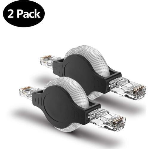 2PCS Portable RJ45 Cat 5 5e Retractable Ethernet LAN Network Patch Cable 10/100 Mbps 1.5m/5FT