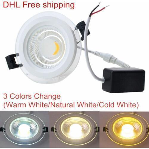 20pcs/lot DHL Free shipping 5W 10W 15W 25W 3 Colors Change (Warm/Natural/Cold White) Glass COB LED Downlight Recessed light