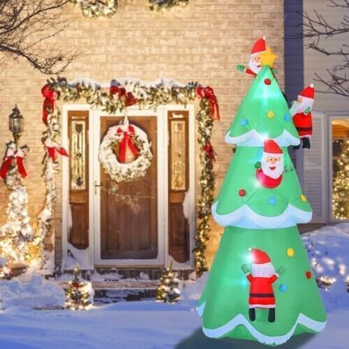 240cm Inflatable Model Christmas Tree Colorful Rotate LED Light Outdoor Garden Figure Toys New Year Christmas Decorations