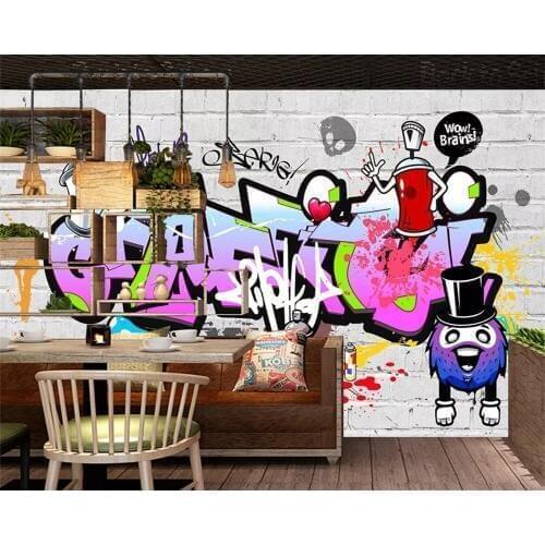 Beibehang Customize any size 3d wallpaper nostalgic brick wall trend street graffiti KTV bar background wall 3d wallpaper behang