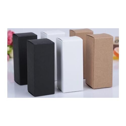 6 sizes 10ml/20ml/30ml/50ml/100ml White Black Kraft Paper Lipstick Essential oil Box Dropper Bottle Cosmetics Gift paper Box