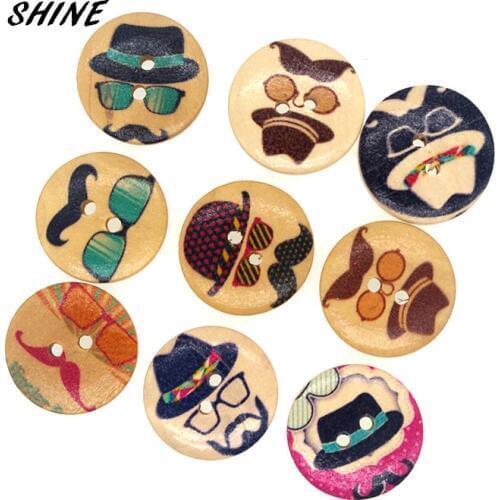 SHINE Wooden Sewing Buttons Scrapbooking Round Two Holes 20mm Dia. 30PCs Costura Botones bottoni botoes