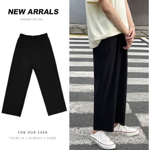 Autumn Pants Men Fashion Solid Color Casual Stretch Waist Straight Trousers Man Streetwear Hip Hop Loose Joggers Sweatpants Men