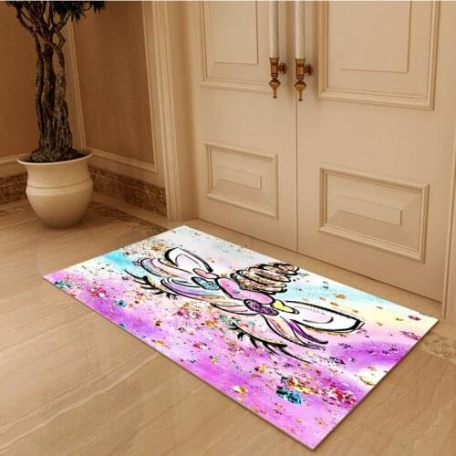 Custom3D Unicorn Rug Printed Bedroom Living RoomCarpet Anti Slip Kitchen Hallway Floor Mats Washable Entrance Shoes Off Doormat