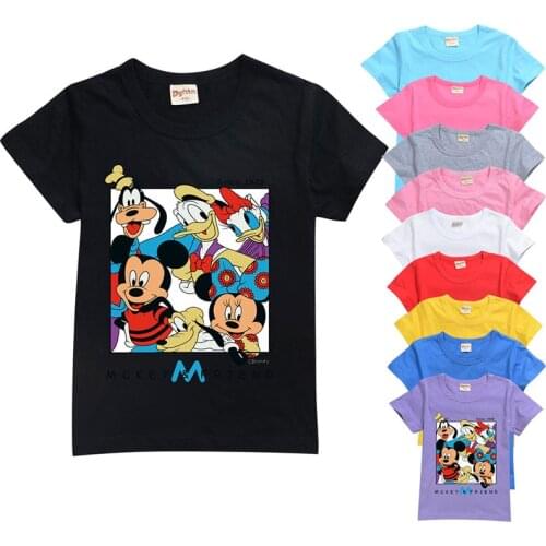 Child T-shirt For 2-15 Years Kids Disney Cartoon New Clothes Goofy Donald Duck Minnie Mouse Mickey Boys Girls Baby Tops Tees