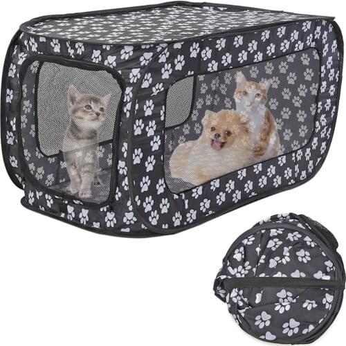 Breathable Pet Tent Pet Fence Foldable Cat Dog Travel Cage Puppy Pet Cage Kennel Dogs House Rectangular Footprints 87CM 2021