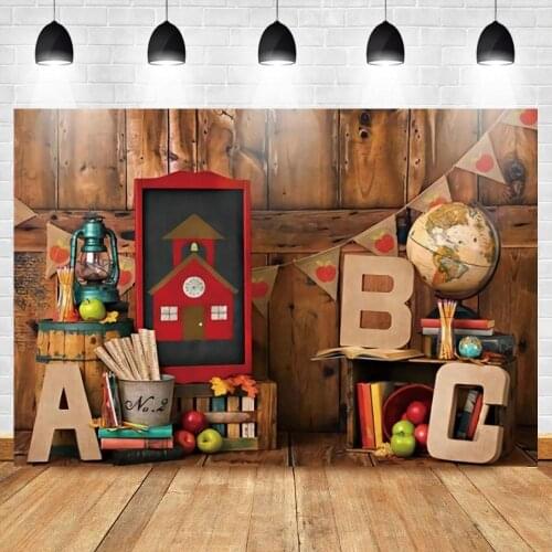 Back To School Themed Party Backdrop For Photography Students 'Portrait Background Photocall Wood Wall Photo Shoot Supplies Prop