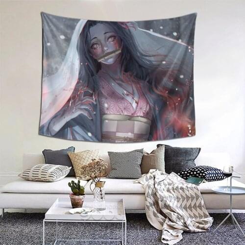 Nezuko Tapestry Anime Harajuku Kawaii Tapestry Wall Bedspread kawaii Home Decor For Bedroom Dorm