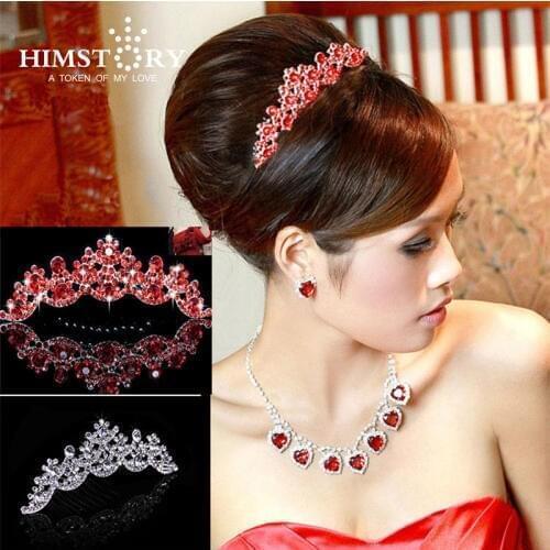HIMSTAORY NEW Wedding Prom Bridal Bridesmaid Crystal Veil Tiara Crown Princess Pageant