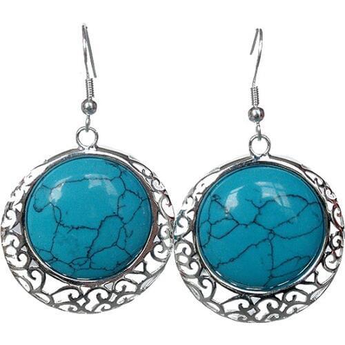 JINHONGBO VINTAGE 925 Natural Stone MARCASITE DANGLE Natural Stone jewelry bread big earringsGenuine Selling Huge
