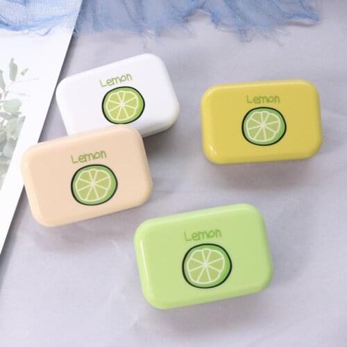 Easy Carry Mini Pocket Lemon Contact Lens Cases with Mirror Kit Travel Convenient Contact Lens Case Container for Outdoor