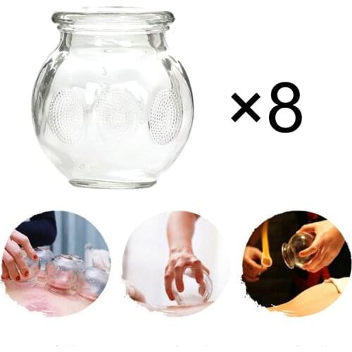 Chinese Acupoint 8pcs Glass Cupping Therapy Set Fire Glass Cupping Set Anti-Cellulite Suction Cups For Body Massager