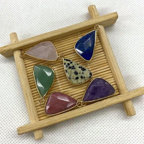 Natural Stone Pendant Irregular Shape Lapis Lazuli Lapis Lazuli Amethyst DIY Necklace Pendant Charm Jewelry Making 3 Pieces Set