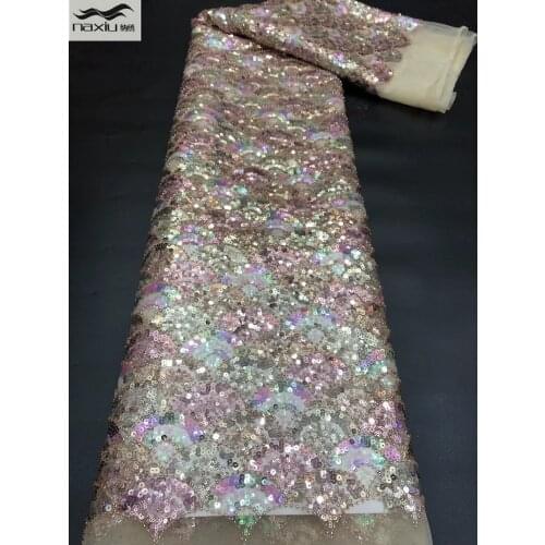 Madison African Lace Fabric 2021 High Quality Lace Latest Nigerian Net Lace With Sequins Embroidery Fabric For Dress