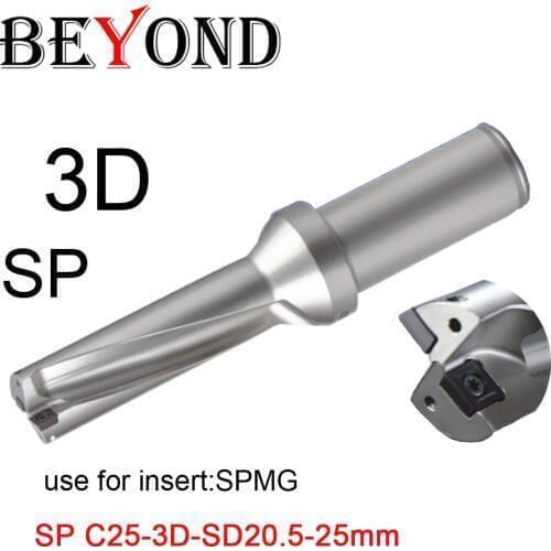 BEYOND 20.5mm-25mm SP type 3D U drill bit set Indexable Shallow Hole Metal SPMG 07T308 power Cooling hole drilling CNC 21 22 24