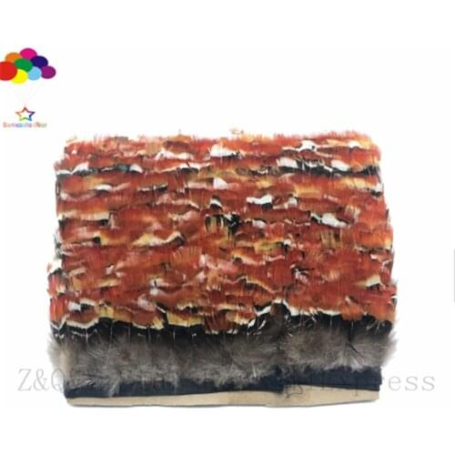 Natural 5CM pheasant red silk feather made of 1-10 meters cloth edge DIY decoration craft jewelry clothing accessories
