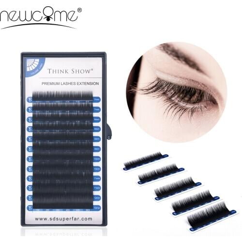 NEWCOME 10° Baby Curl 12 Rows Mixed/Box Eyelashes Extensions Premium Faux Mink Natural Grafting Cilios Baby Curved makeup Lashes