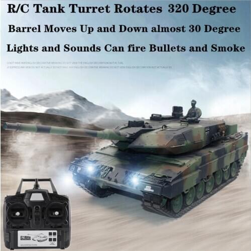 Newest 3889 RC Crawler Tank 1/16 2.4G German Leopard 2A6 infrared Tank real simulation sound Smoke Emission Bullet Heavy RC Tank