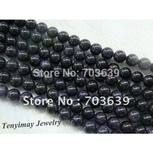 Wholesale 6mm Blue Sand Stone, Natural Round Blue Sand Stone Loose Beads Fit Jewelry DIY