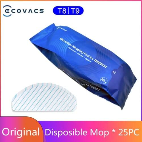 Original ECOVACS T8 Accessory Parts Disposible Mop Cloth Microfiber Mopping Pads Rag 25 Pcs for Deebot T8 Max T9 AIVI Series