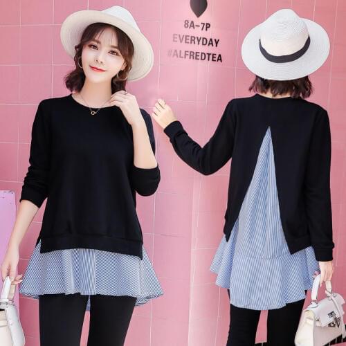 9193# 2018 Autumn Korean Fashion Maternity Shirts Long Sleeve Back Splits Clothes for Pregnant Women Elegant Pregnancy Tops