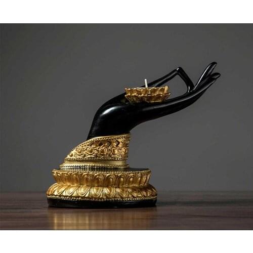 Bergamot Candlestick Resin Finger Gesture Candle Holder Decor Zen Buddha Hand Candle Stick Home Desktop Decor