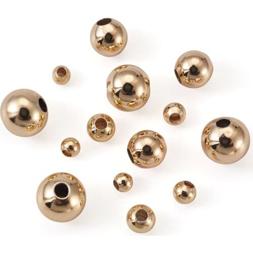 100-400pcs Gold Plated Brass Beads Round Smooth Spacer Beads 2-5mm for Bracelet Necklace Jewelry Making Supplies