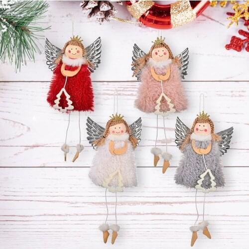 Christmas Home Decoration Heart-shaped Girl Doll Pendant Silver Wings Christmas Tree Angel Girl Decoration Pendant navidad