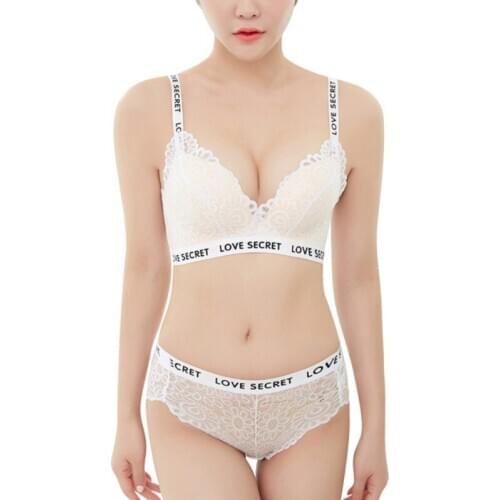 Sexy Lingerie Sets Wire Free Underwear Soft Letter Printed Bras Women Floral Lace Bra Sets