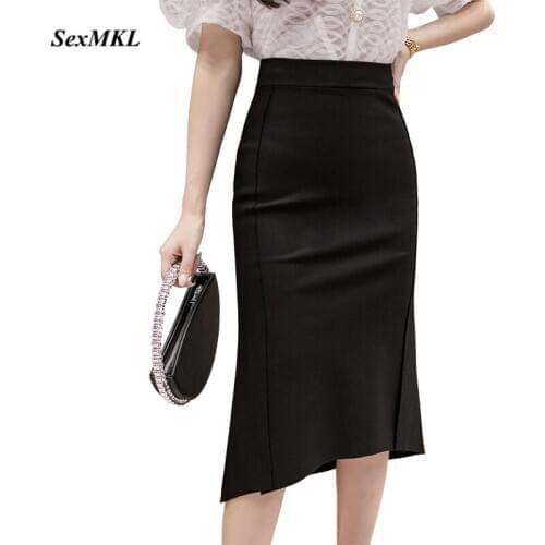 Sexy Black Long Skirts Womens 2020 Fashion High Waist Faldas Largas Mujer Korean Style Clothes Slim Bodycon Pencil Office Skirt