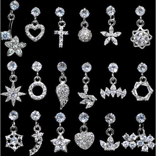 1PC Surgical Steel Zircon Different Shape Dangling Ear Stud Ear Tragus Cartilage Helix Earring Body Piercing Jewelry 20g New