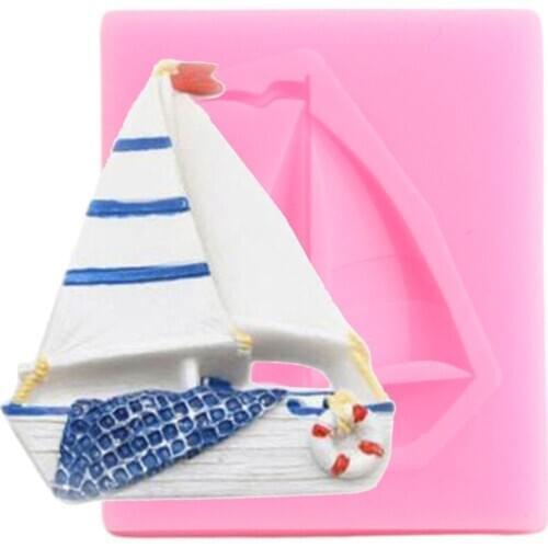 3D Sailboat Silicone Mold Cupcake Topper DIY Cake Decorating Tools Cake Baking Fondant Mould Chocolate Candy Polymer Clay Molds