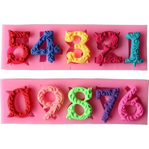0-9 Numbers Silicone Mold DIY Chocolate Cake Tools Birthday Digital Mold Lollipop Mould Birthday Cake Decoration Candle Mold