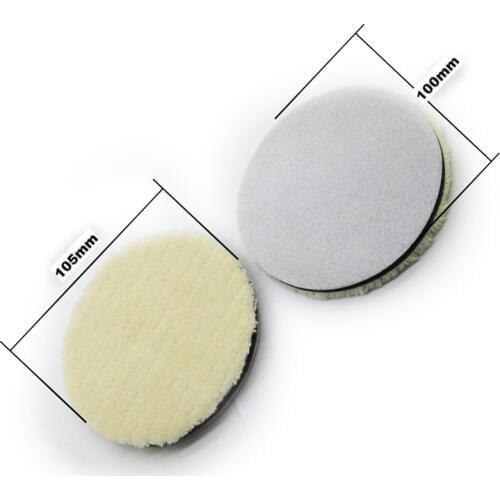 2pcs 4" 4inch 100mm Twisted Wool Polishing Buffing Pads Car Polish Pad Hook Loop Backing