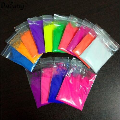 Mixed 5 Colors Neon Powder Fluorescence Pigment Phosphor Powder Fluorescent No Glowing in dark Powder for Make up Nail art 50g