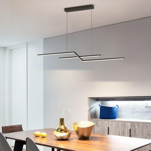 Modern long pendant light Led Home simple lamp for Kitchen Island Dining Room Loft Black Gold Line Shop Indoor kit pendant light