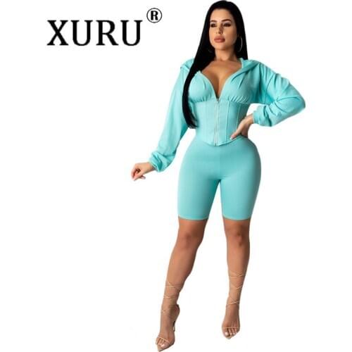 XURU Waist Shaping Sweater Leisure Sports Jumpsuit Two-piece Suit 2020 New Womens Jumpsuit