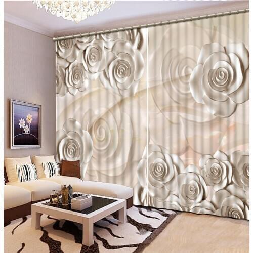 Photo Blackout Window Drapes Luxury 3D Curtains For Living room Bedroom Office Hotel Home Flower pattern curtain