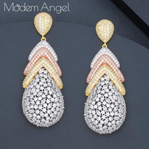 ModemAngel Famous WaterDrop Earrings For Women Trendy Cubic Zircon Party Wedding Engagement Dubai Earring for Women Jewelry
