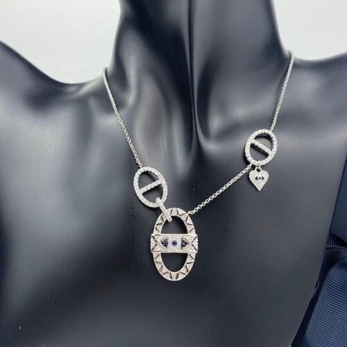 SLJELY Fashion Real 925 Sterling Silver Evil Eye Amulets Adjustable Necklace with Heart Zirconia Women April New Luxury Jewelry