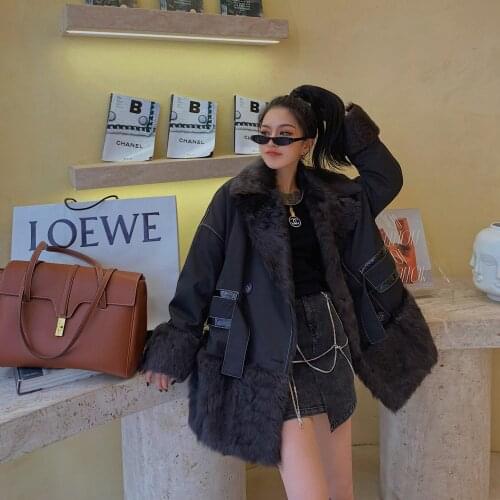 Winter Real Leather Jacket Women 2020 Fur Coat Womens Mid-Length Cotton-Padded Genuine Fur Coat Women Plus Size Streetwear