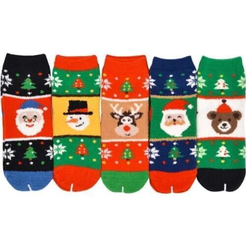 1Pair Women Socks Casual Winter Christmas Socks Deer Comfortable Cotton Cartoon Warm Lady Socks Christmas Gift