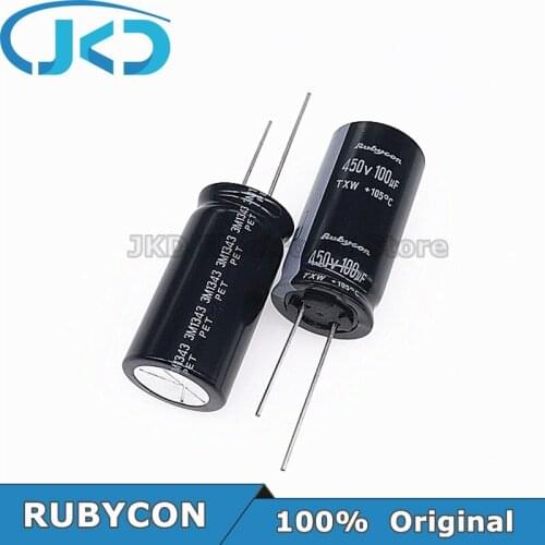 10pcs RUBYCON 100UF 450V 18*35mm 100UF450V 450V100UF 18x35mm Aluminum Electrolytic Capacitor