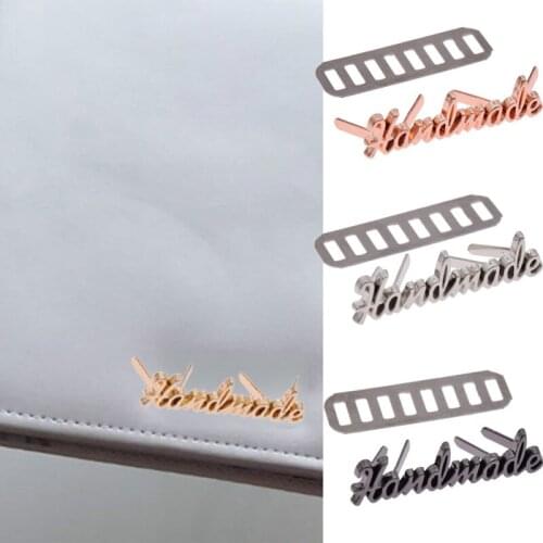 10Pcs Handmade Letter Metal Labels For Jeans Shoes Bags DIY Craft Handmade Sewing Decoration Labels Tags Rose Gold Silver