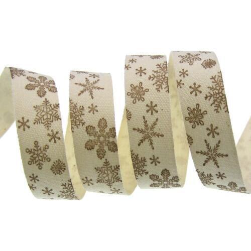 10 Yards 15mm cotton ribbon printed snowflake christmas ribbons tape for sewing fabric packing Party DIY Decorations 5/8"