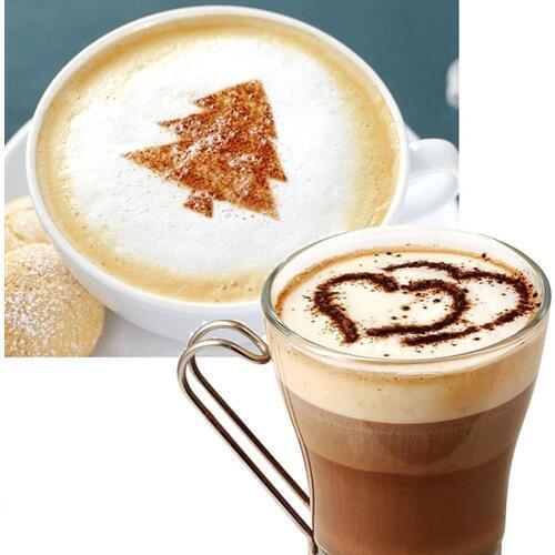 16Pcs new Coffee Stencils Set Drawing Tools Maker Fancy Coffee Printer Model Plastic Template Mold for Kitchen Coffeeware