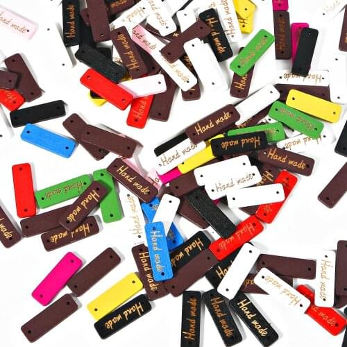 2019 colorful 50pcs wooden buttons 10x30mm rectangular buttons labels for sewing craft DIY decoration accessories